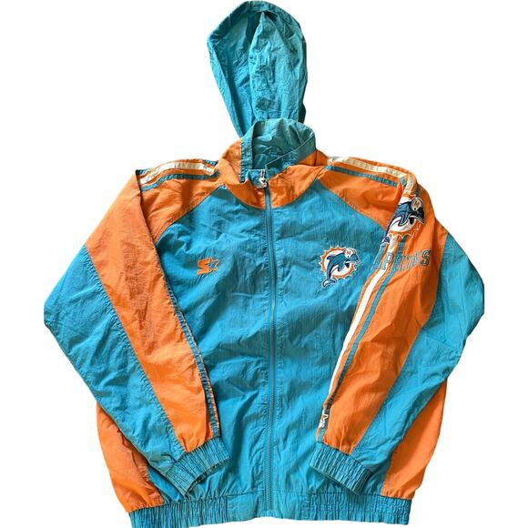 Miami Dolphins 90s STARTER Track Suit jacket pants windbreaker L XL teal NFL vtg - Picture 2 of 10